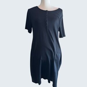 Gap NWT large petite black cotton Henley dress
